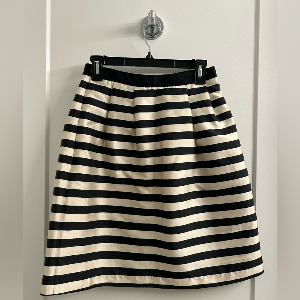 Black and White Knee-Length A-Line Skirt